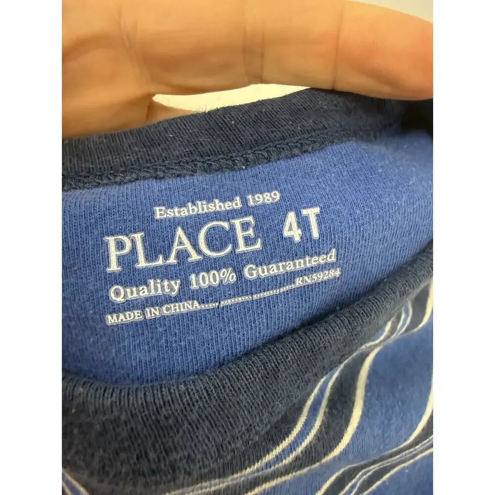 Vintage Children's Place Long Sleeve Bodysuit Blue Stripes 100% Cotton 4T